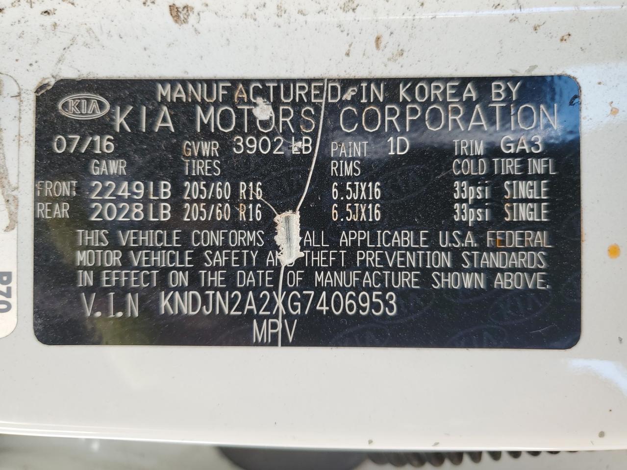 KNDJN2A2XG7406953 2016 Kia Soul