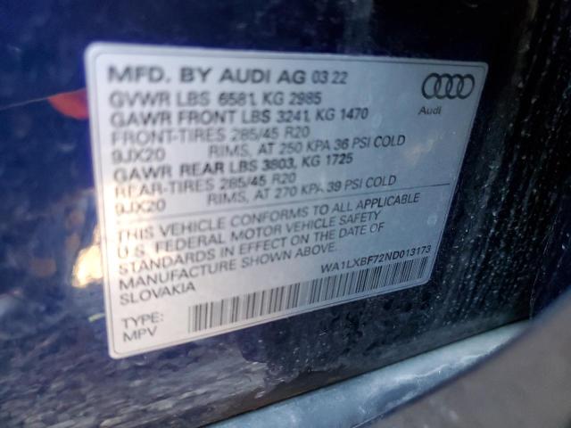 VIN WA1LXBF72ND013173 2022 Audi Q7, Premium Plus no.13