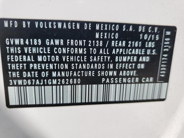 2016 Volkswagen Jetta Se VIN: 3VWD67AJ1GM262680 Lot: 51453584
