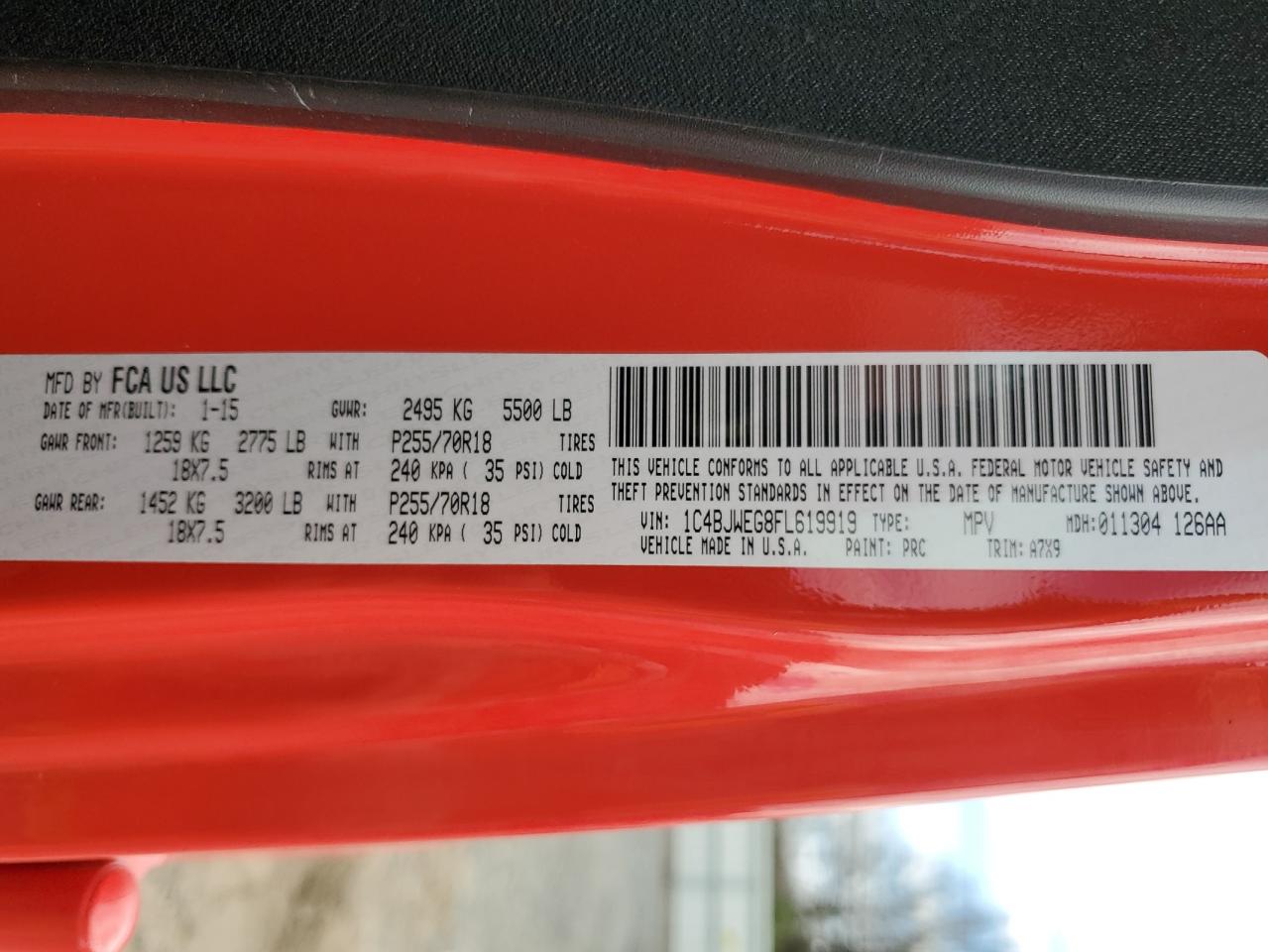 1C4BJWEG8FL619919 2015 Jeep Wrangler Unlimited Sahara