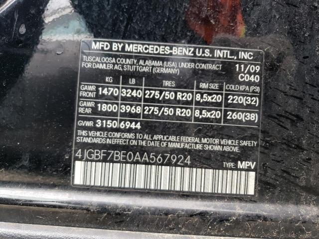 2010 Mercedes-Benz Gl 450 4Matic VIN: 4JGBF7BE0AA567924 Lot: 49057114