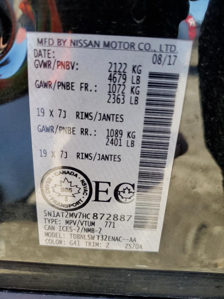 5N1AT2MV7HC872887 2017 Nissan Rogue Sv