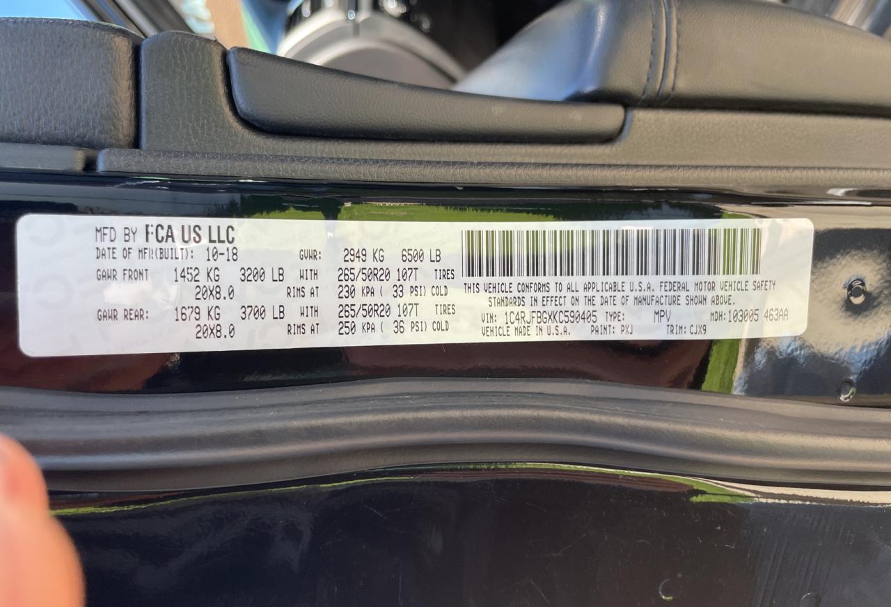 1C4RJFBGXKC590405 2019 Jeep Grand Cherokee Limited