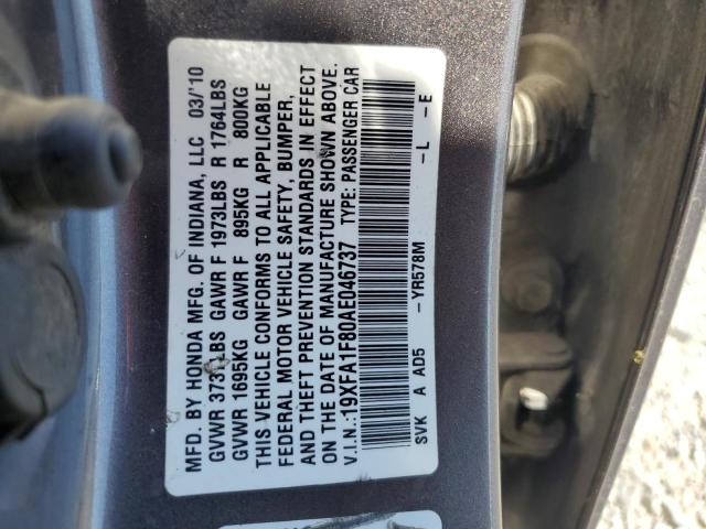 2010 Honda Civic Ex VIN: 19XFA1F80AE046737 Lot: 50342954