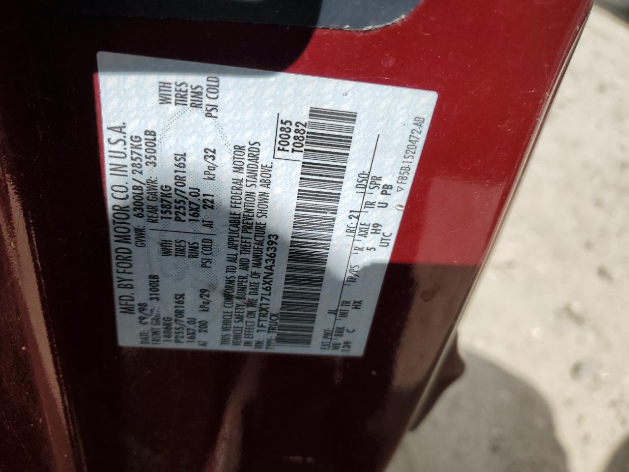 1FTRX17L6XNA36393 1999 Ford F150