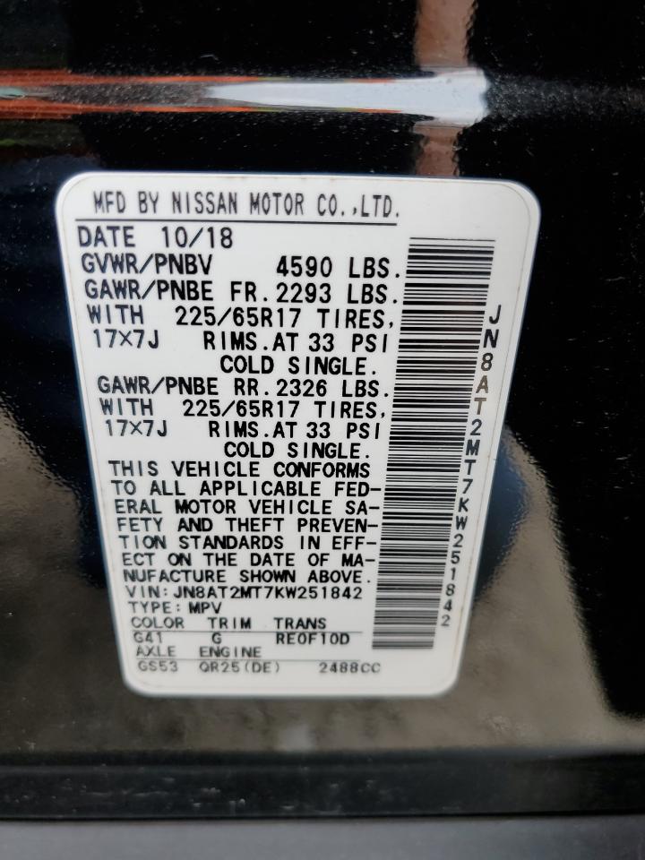 JN8AT2MT7KW251842 NISSAN ROGUE 2019