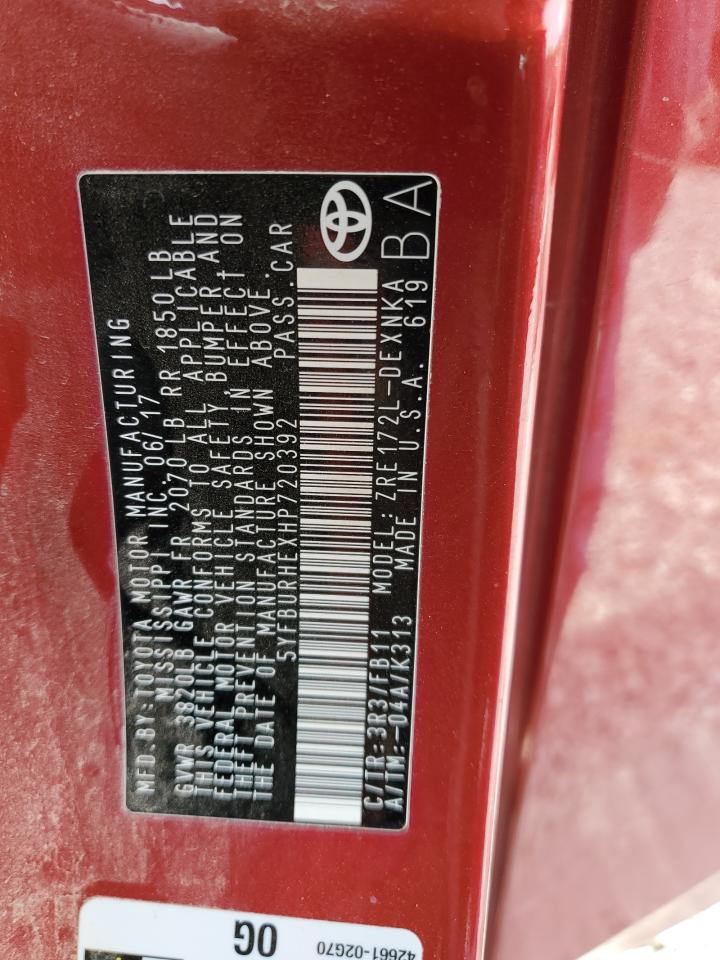 5YFBURHEXHP720392 TOYOTA COROLLA 2017