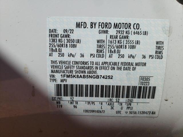 2022 FORD EXPLORER P 1FM5K8AB5NGB74252  49629764