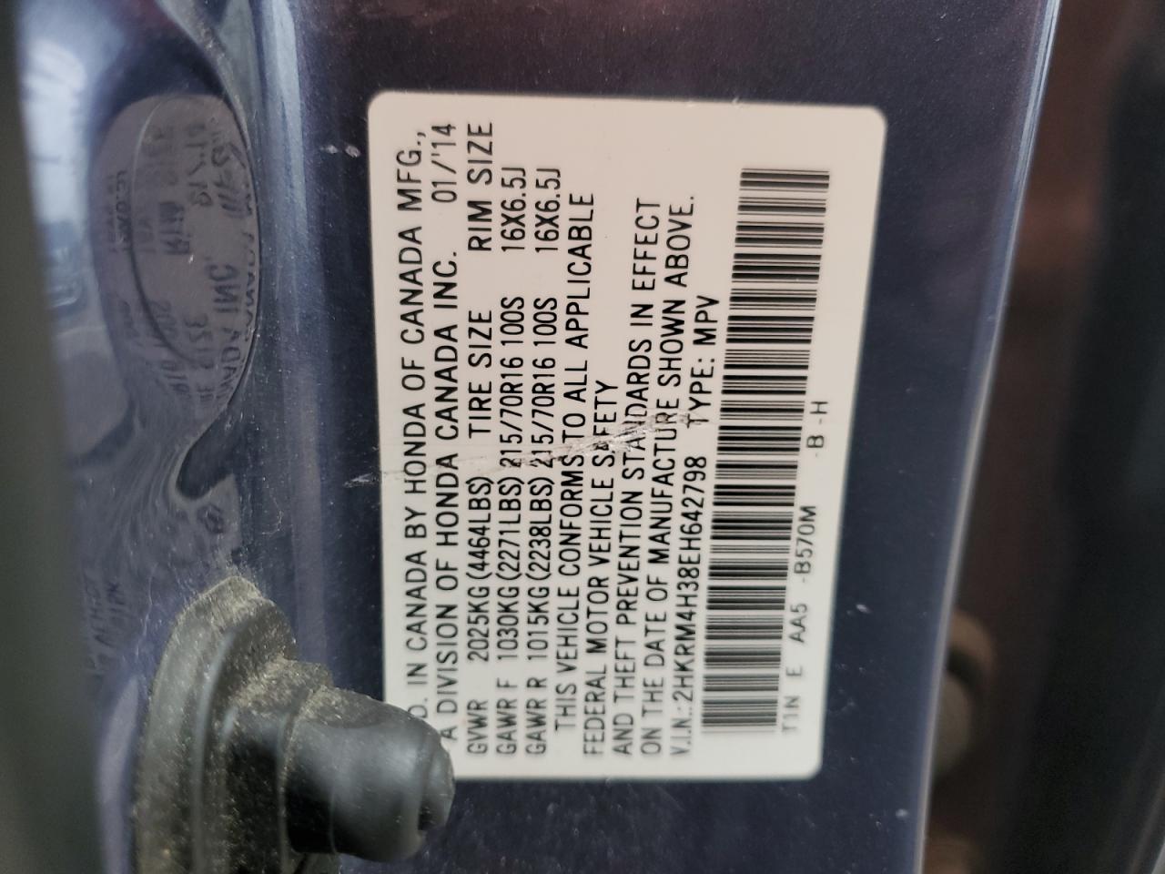 2HKRM4H38EH642798 2014 Honda Cr-V Lx