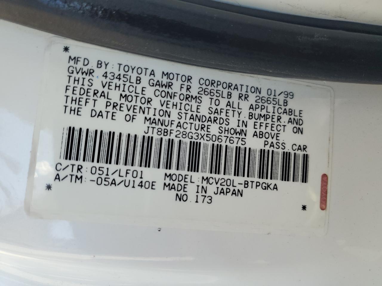 JT8BF28G3X5067675 1999 Lexus Es 300