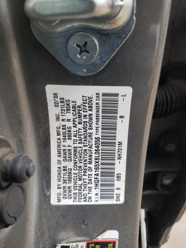 1HGFA165X8L064056 2008 Honda Civic Lx