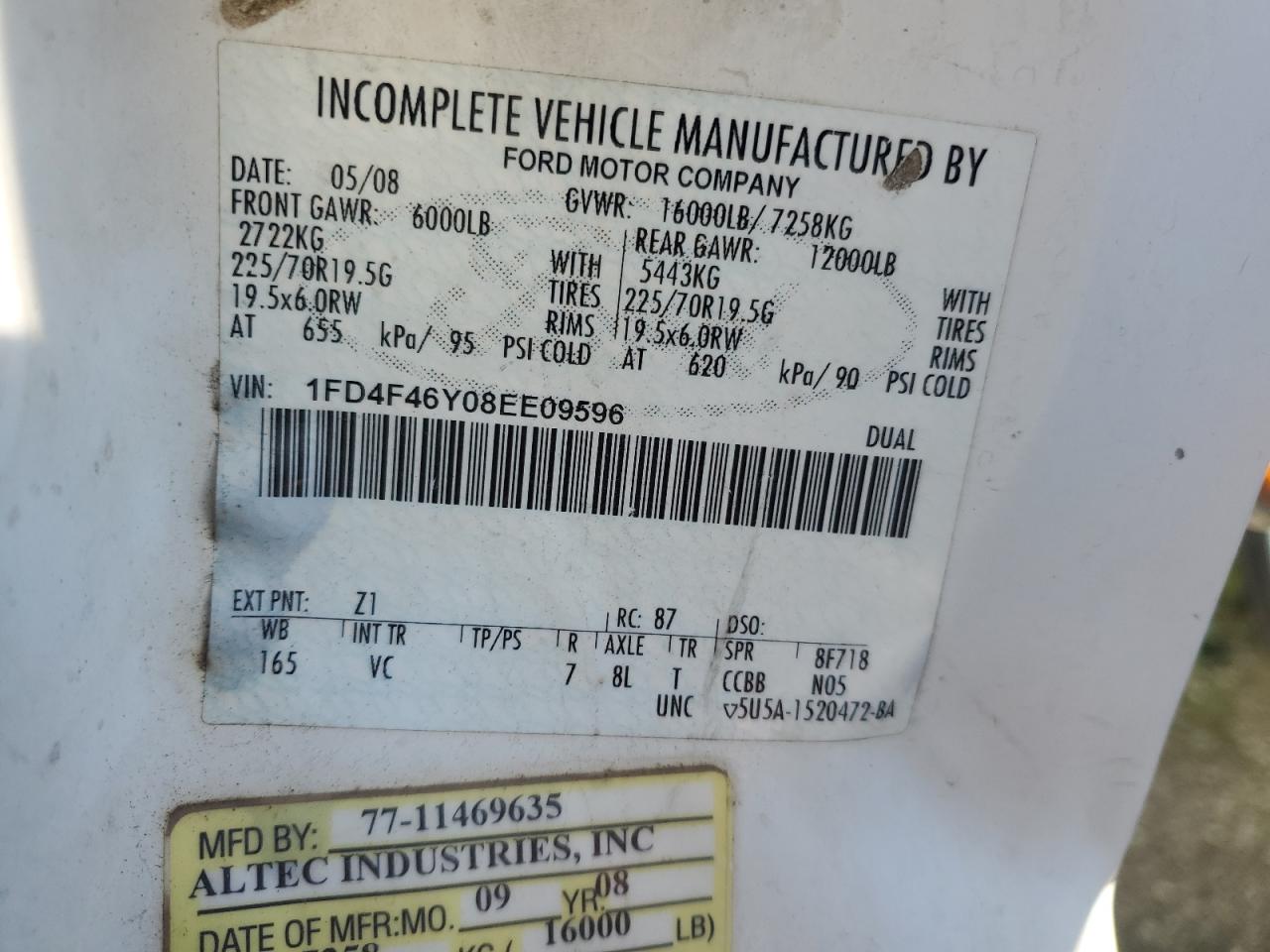 1FD4F46Y08EE09596 2008 Ford F450 Super Duty