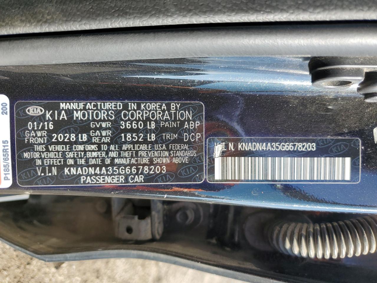 KNADN4A35G6678203 2016 Kia Rio Ex