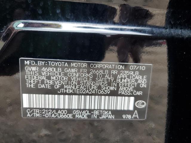 2010 Lexus Es 350 VIN: JTHBK1EG2A2410639 Lot: 50540034