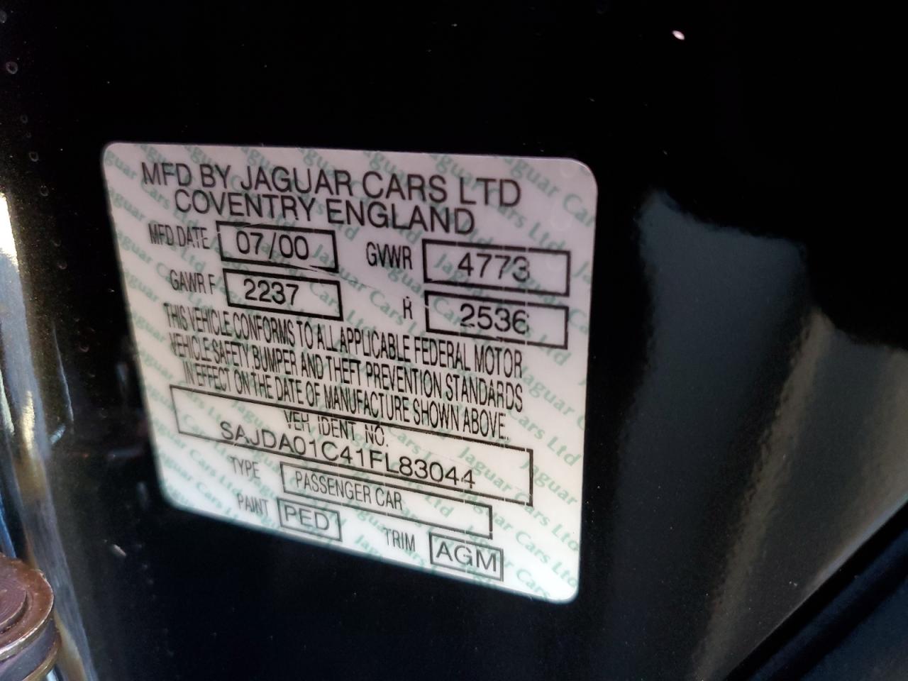 SAJDA01C41FL83044 2001 Jaguar S-Type