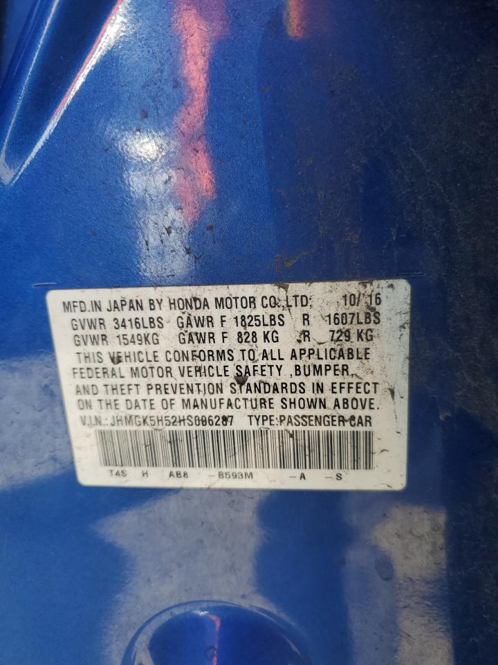 JHMGK5H52HS006287 HONDA FIT 2017