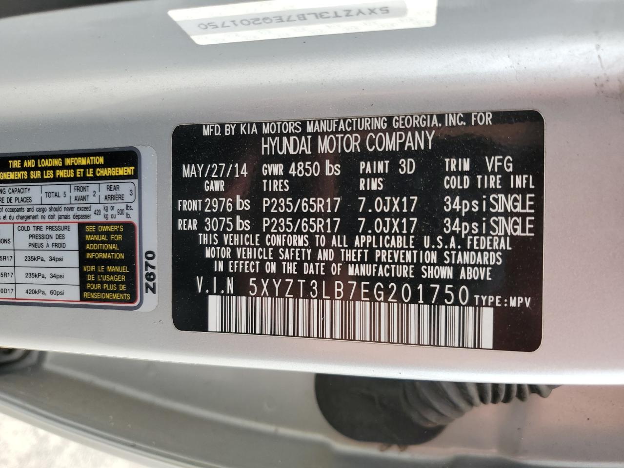 5XYZT3LB7EG201750 2014 Hyundai Santa Fe Sport