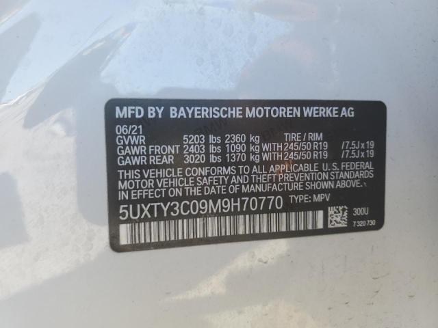2021 BMW X3 Sdrive30I VIN: 5UXTY3C09M9H70770 Lot: 52114714
