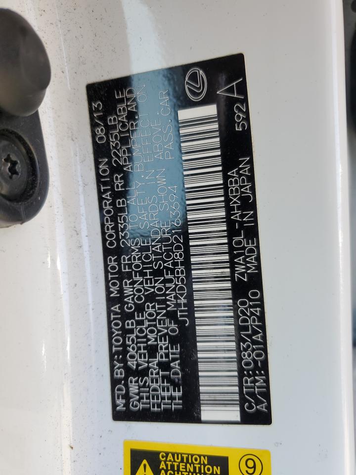 JTHKD5BH8D2163694 2013 Lexus Ct 200