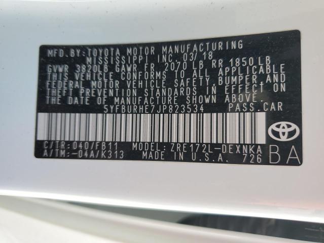 2018 TOYOTA COROLLA L - 5YFBURHE7JP823534