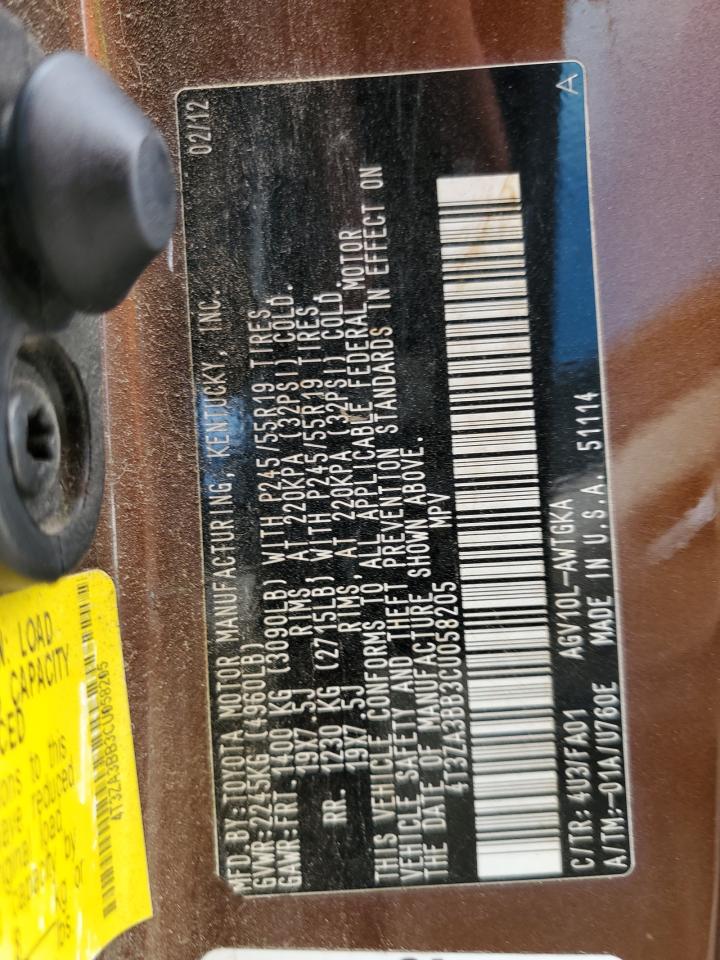 4T3ZA3BB3CU058205 2012 Toyota Venza Le