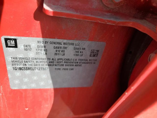 2018 Chevrolet Cruze Ls VIN: 1G1BC5SM3J7127307 Lot: 49630914