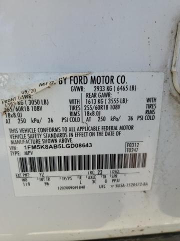 1FM5K8AB5LGD08643 2020 Ford Explorer Police Interceptor