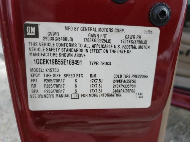 2005 Chevrolet Silverado K1500 VIN: 1GCEK19B55E189491 Lot: 50849894
