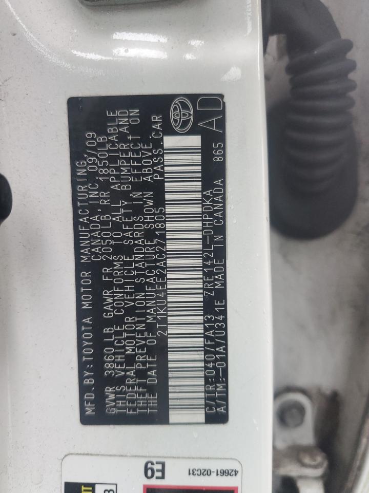 2T1KU4EE2AC271805 2010 Toyota Corolla Matrix