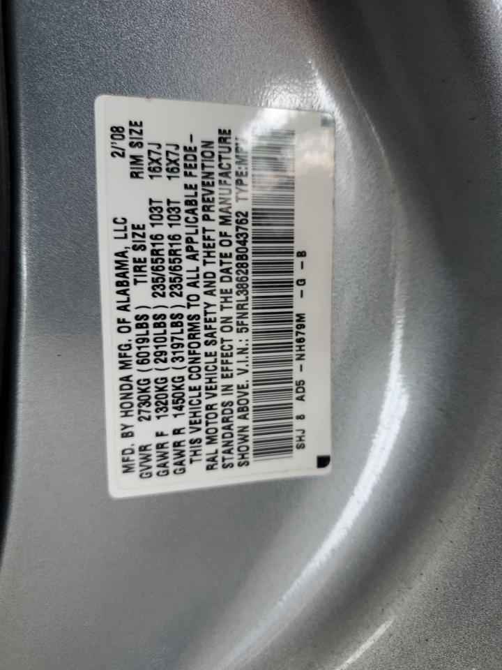 5FNRL38628B043762 2008 Honda Odyssey Exl