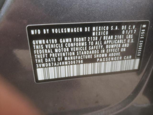 2017 Volkswagen Jetta Se VIN: 3VWDB7AJ4HM306796 Lot: 49750814