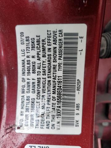 2009 Honda Civic Lx VIN: 19XFA16569E041611 Lot: 49070224