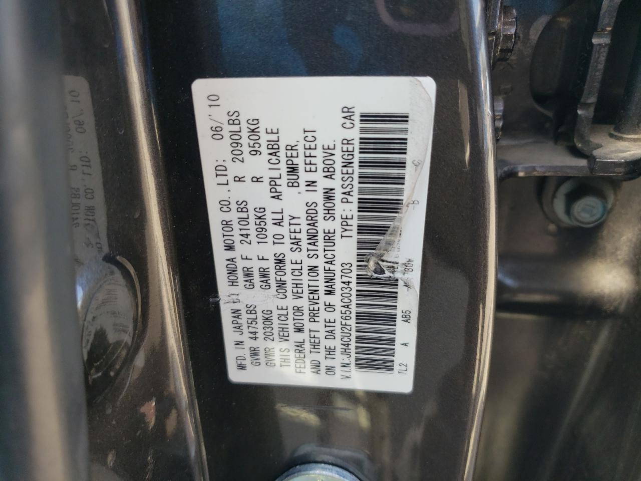 JH4CU2F65AC034703 2010 Acura Tsx