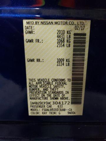 2017 Nissan Leaf S VIN: 1N4BZ0CP3HC304172 Lot: 52342524