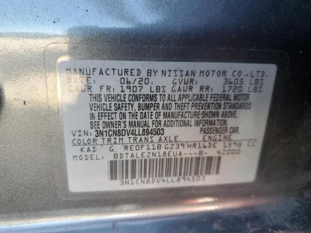 2020 Nissan Versa S VIN: 3N1CN8DV4LL894503 Lot: 50974324