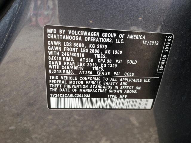 1V24C2CA0LC204033 Volkswagen Atlas CROS 13