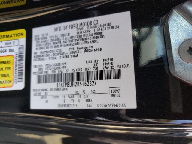 2019 Ford Mustang VIN: 1FATP8UH2K5162327 Lot: 52134724