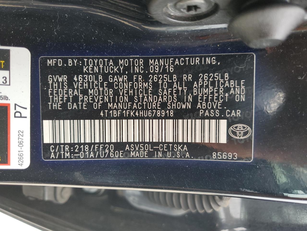 4T1BF1FK4HU678918 2017 Toyota Camry Le