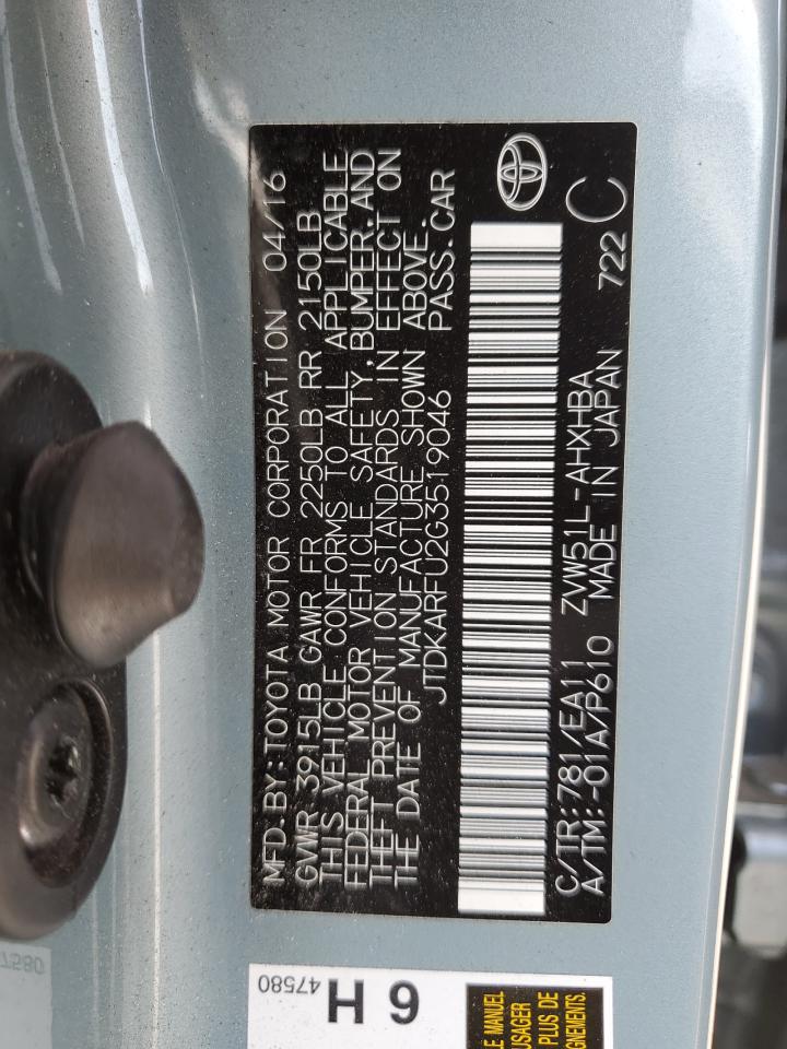 JTDKARFU2G3519046 2016 Toyota Prius