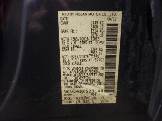 2012 Nissan Xterra Off Road VIN: 5N1AN0NW1CC520144 Lot: 52935474