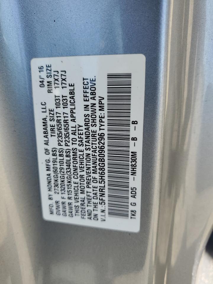 5FNRL5H68GB096296 2016 Honda Odyssey Exl