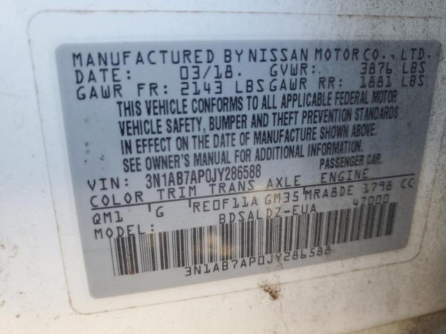 2018 Nissan Sentra S VIN: 3N1AB7AP0JY286588 Lot: 50810134