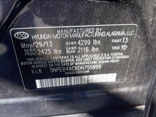 2013 Hyundai Sonata Gls VIN: 5NPEB4AC6DH755999 Lot: 51555144