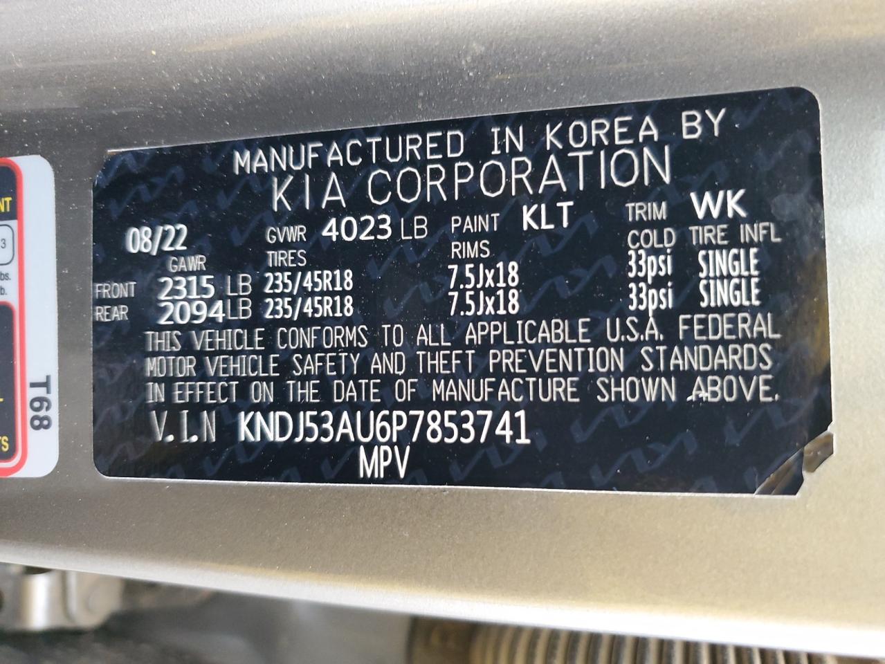 KNDJ53AU6P7853741 KIA SOUL 2023