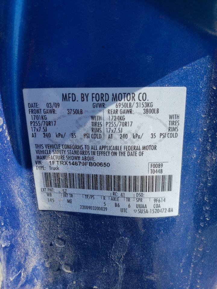 1FTRX14879FB00650 2009 Ford F150 Super Cab