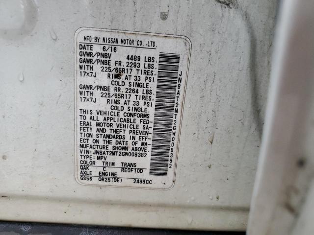 2016 Nissan Rogue S VIN: JN8AT2MT2GW008382 Lot: 49720474