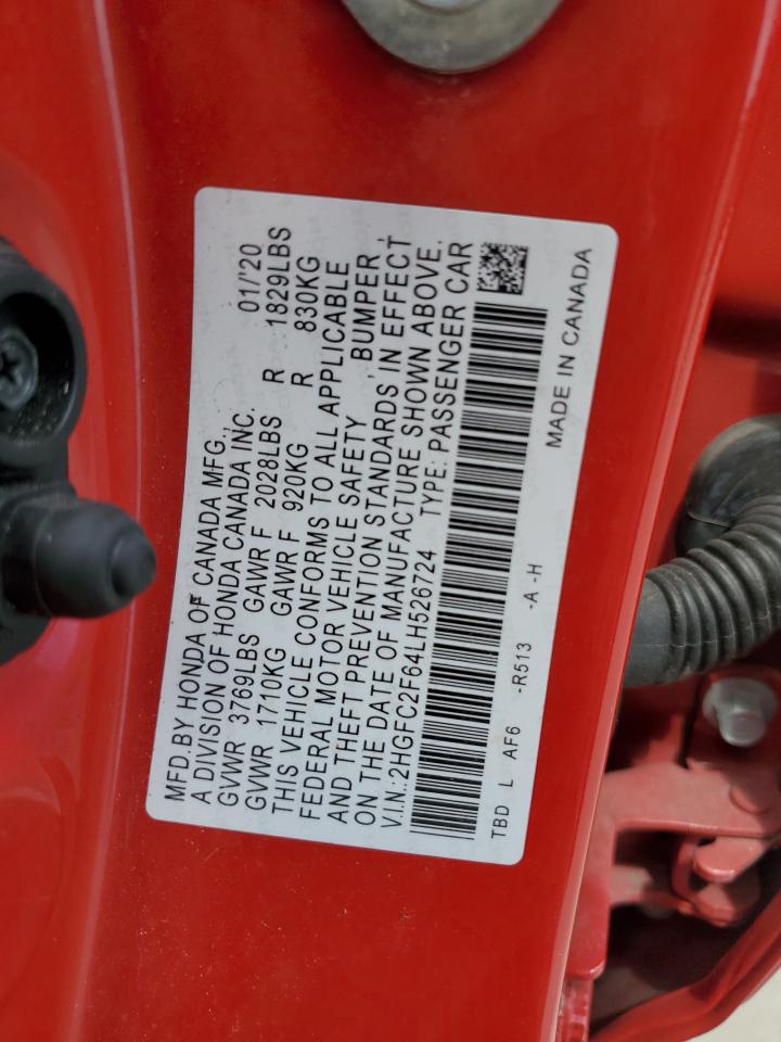 2HGFC2F64LH526724 HONDA CIVIC 2020