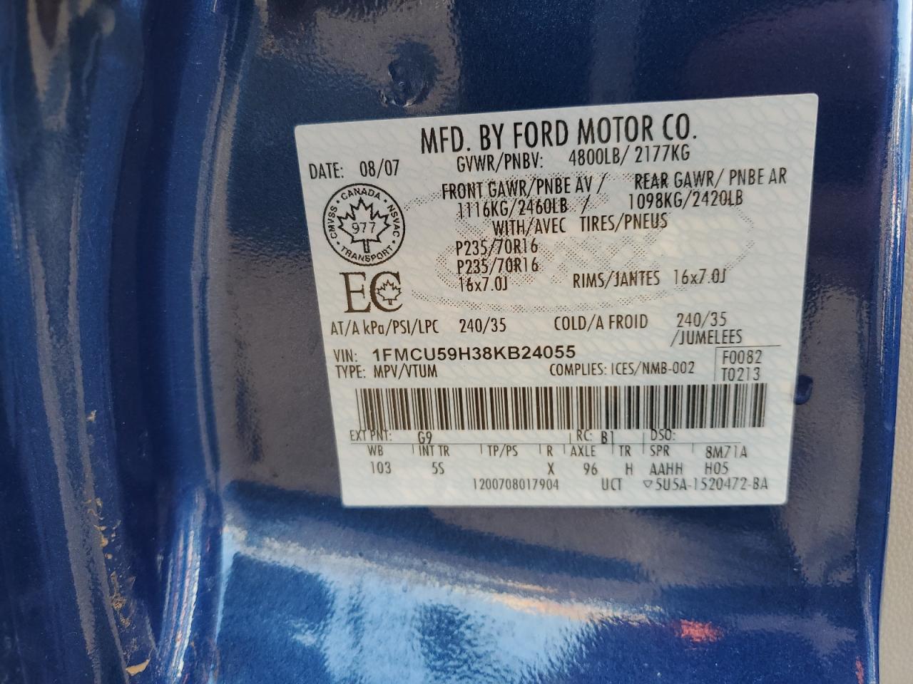 1FMCU59H38KB24055 2008 Ford Escape Hev