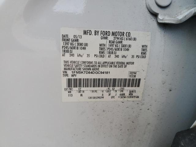 2013 Ford Explorer Xlt VIN: 1FM5K7D84DGC94181 Lot: 50156294