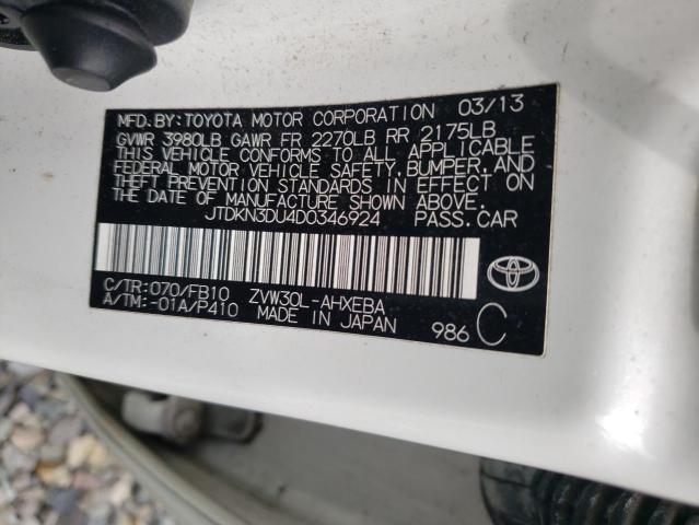 2013 Toyota Prius VIN: JTDKN3DU4D0346924 Lot: 50655674